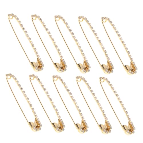 CLISPEED 10stücke Sicherheitsnadeln Mit Strasssteinen U-förmige Broschennadeln Dekorative Schalnadeln Sockenanhänger Schmuck Für Kleidung Hüte Pullover Röcke Revers von CLISPEED