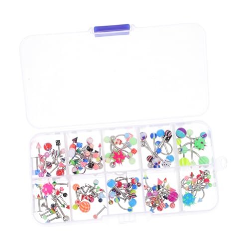 CLISPEED 110 Stück Teiliges Body Piercing Schmuck mit Zungen und Nasensteckern Vielseitige Körperschmuck Auswahl Komfortabel zu Tragen Modisch für Festival und Alltag Passend für Damen und von CLISPEED