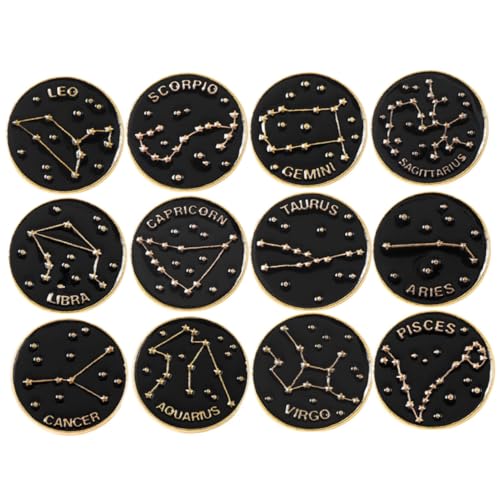 CLISPEED 12 Stück Brosche Schmuck Stellnadel Rucksäcke Reiz Tierkreis Emaille Signieren Sie Broschen Email Pin Multipack Rucksack Sterne Astrologie-email Karikatur Stifte Schwarz Legierung CLISPEED 12 Stück Brosche Schmuck Stellnadel Rucksäcke Reiz Tierkreis Emaille Signieren Sie Broschen Email Pin Multipack Rucksack Sterne Astrologie-email Karikatur Stifte Schwarz Legierung von CLISPEED