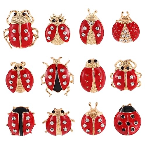 CLISPEED 12 Stück Teiliges Broschen Set Damen Cartoon Insekten Anstecknadeln Marienkäfer Design Kreative Brustnadeln Schmuck für Frauen Mädchen Kleidung Taschen Zubehör von CLISPEED