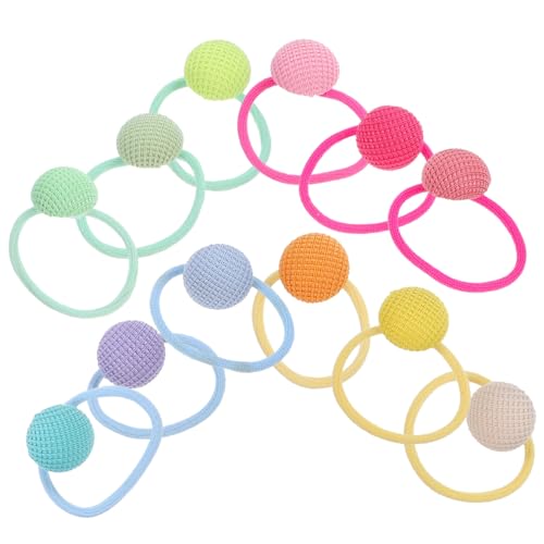 CLISPEED 12 Stück Teiliges Bunte Haargummis mit Runden Stoffkugeln Elastische Haarbänder für Frauen Sanfte Fixierung Dekorative Ponytail Halter in Grün Blau Gelb von CLISPEED