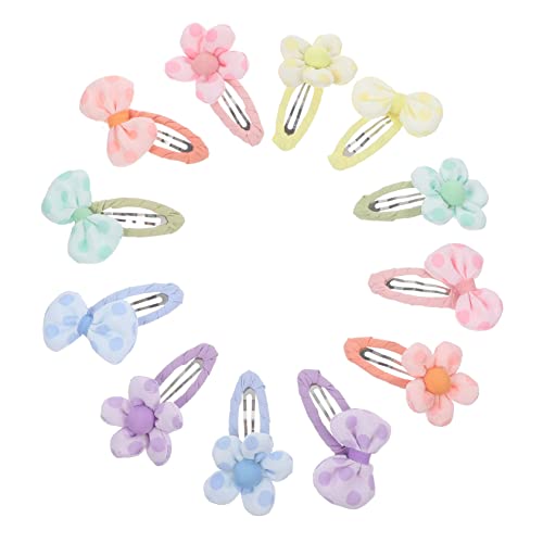 CLISPEED 12 Stück Teiliges Bunte Haarspangen für Mädchen Niedliche Stoffblumen Haarklammern in Candy Farben Leicht und Komfortabel für Alltag Partys und Festliche Anlässe von CLISPEED