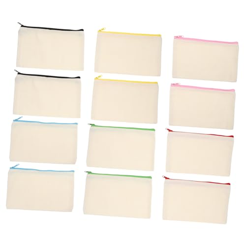 CLISPEED 12 Stück Teiliges Canvas Kosmetiktäschchen mit Reißverschluss Große Kapazität Vielseitig Einsetzbar für Make Up Reise DIY Bemalung und Aufbewahrung Schwarze Baumwolltaschen für von CLISPEED