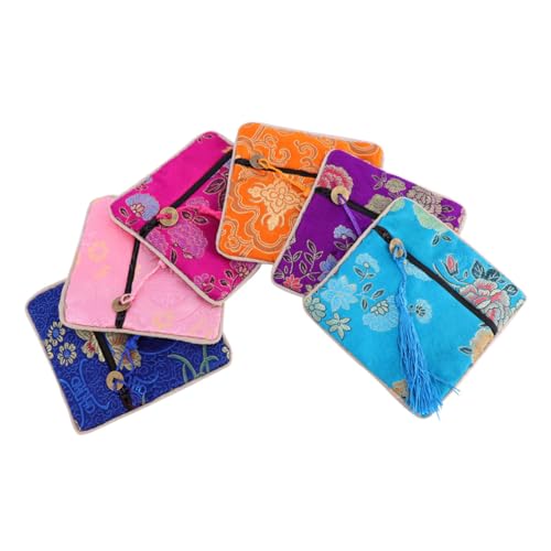 CLISPEED 12 Stück Teiliges Chinesischer Damengeldbörsen aus Seide mit Reißverschluss Bunte Kleine Münztaschen im Vintage Stil Modische Portemonnaies für Frauen Geeignet für Karten Bargeld von CLISPEED