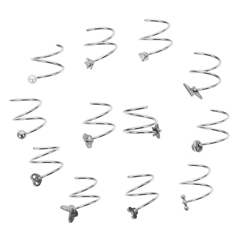 CLISPEED 12 Stück Teiliges Edelstahl Nasenring Modische Nasenschmuck Hoops Vielseitige Dekorative Piercing Ohrringe für Damen Langlebig und Sicher für Alltag und Party von CLISPEED