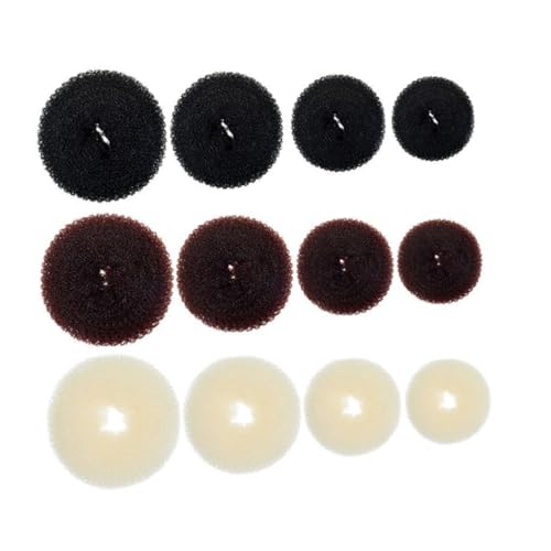 CLISPEED 12 Stück Teiliges Haardonut Flexibler Donut Hair Bun Maker in Beige Schwarz und Kaffee Einfaches Styling für Damen und Mädchen Langlebig Geeignet für Haardicken für Partys und von CLISPEED