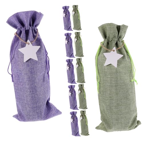 CLISPEED 12 Stück Teiliges Jute Weinflaschenbeutel mit Kordelzug Wiederverwendbare und Aufbewahrungstaschen in Helllila und Hellgrün für Flaschen Geeignet für Weihnachten Hochzeit Party von CLISPEED