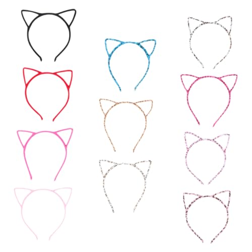CLISPEED 12 Stück Teiliges Katzenohren Haarband Elastisch und Leicht Bunte Party Haarschmuck für Mädchen und Damen für Karneval Kostüm und Cosplay Events von CLISPEED