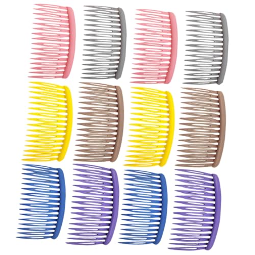 CLISPEED 12 Stück Teiliges Mattierte Kunststoff seitenkämme mit Zähnen Bogenförmig Vielseitig für Mädchen und Frauen Fester Griff Schonendes Entwirren zum Stylen und Frisurenfixierung von CLISPEED