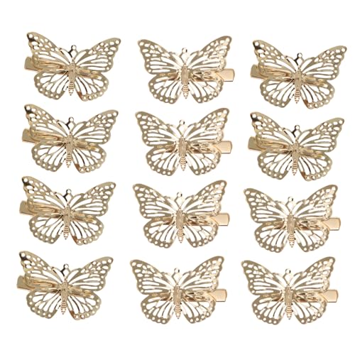 CLISPEED 12 Stück Teiliges Metall Schmetterling Haarklammern Goldene Hohle Haarspangen Damen Haarschmuck für Partys Hochzeit Alltag von CLISPEED