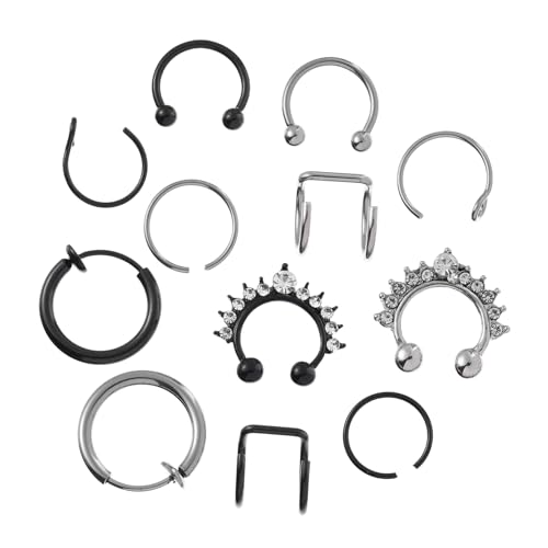 CLISPEED 12 Stück Teiliges Nasenring Edelstahl C förmige Nasenhoops Unisex Piercing Schmuck Modisch und Vielseitig Passend für Damen und Herren Accessoire für Alltag und Party Geschenkidee von CLISPEED