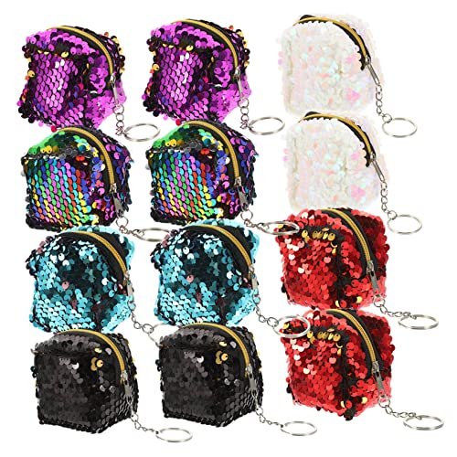 CLISPEED 12 Stück Teiliges Quadratische Mini münztaschen mit Pailletten Tragbare Schmuckbeutel für Kleingeld Lippenstifte und Schlüssel Weiche Aufbewahrungsbeutel in Farben für Damen und von CLISPEED
