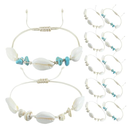 CLISPEED 12 Stück Teiliges Verstellbares Muschelarmband Handgewebt Vielseitig als Armband oder Fußkettchen Tragbar Beach Wrist Chain Modisches Accessoire für Damen und Mädchen von CLISPEED