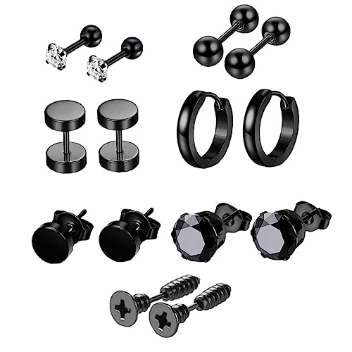 CLISPEED 14 Stück Ohrringe Set für Männer Teiliges Set mit Schwarzen Ohrsteckern Modisches Ohrschmuck für Partys Stilvolle Accessoires für Teenager und Erwachsene von CLISPEED