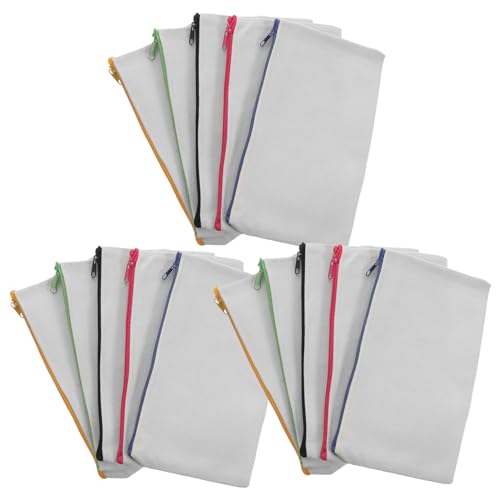 CLISPEED 15 Stück DIY Federmäppchen Teiliges Leinwand Kosmetiktasche mit Reißverschluss Hitzebeständiger Blanko Stifttasche Vielseitiger Kosmetik Organizer und Aufbewahrungstasche für von CLISPEED