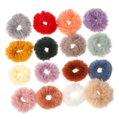 CLISPEED 16 Stück Teiliges Bunte Haarringe aus Plüsch Weiche Haarringe für Damen Vielseitige Ponytail Holders für Partys Geburtstage und Alltag Eleganter Haarschmuck in Candy Farben von CLISPEED