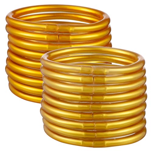 CLISPEED 18 Stück Teiliges Glitzer Jelly Armbänder aus Silikon für Damen und Mädchen Glänzende Vintage inspirierte Bangles in Gold Hellgoldfarben Vielseitige Schmuck accessoires als von CLISPEED