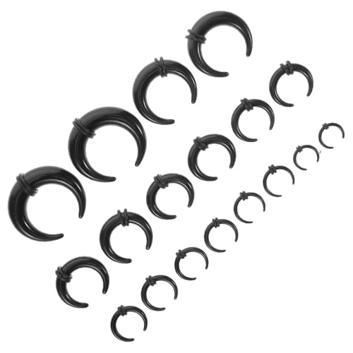CLISPEED 18 Stück Teiliges Schwarzes Septum Piercing U Förmige Taper Expander Nasenring Schmuck für Damen und Herren Vielseitige Modisch Leicht Tragbar von CLISPEED