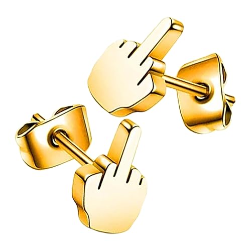 CLISPEED 1Paar Punk Metall Ohrstecker für Damen Herren Mittelfinger Design Cooles Einzigartiges Accessoire für Festivals Partys Goldene Ohrringe Vielseitig CLISPEED 1Paar Punk Metall Ohrstecker für Damen Herren Mittelfinger Design Cooles Einzigartiges Accessoire für Festivals Partys Goldene Ohrringe Vielseitig von CLISPEED