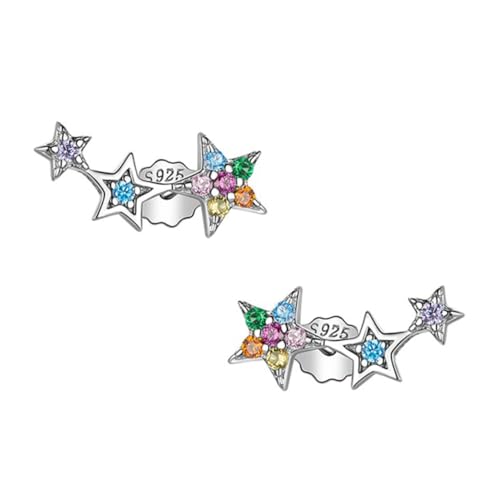 CLISPEED 1Paar Sterling Silber Ohrstecker mit Zirkonia Stern Ohrringe für Frauen Accessoires im Zeitlosen Design Perfektes von CLISPEED