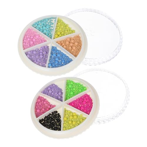 CLISPEED 2 Boxen Bunte Nagelperlen Boxen Beaded Nail Charms Kleine Nageldekorationen für Damen Maniküre Nail Art Zubehör für und Profi für Partys und Hochzeiten von CLISPEED