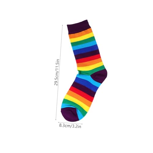 CLISPEED 2 Paare Atmungsaktive Baumwollsocken Bunte Regenbogen Streifen Mittellang Warme All Seasons Strümpfe für Herren und Damen Winter Socken von CLISPEED