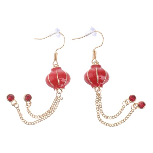 CLISPEED 2 Paare Damen Dangle Ohrringe Chinesischer Stil Vintage Hängend Ohrschmuck Rot Festlich Komfortabel Leicht Für Frauen Mädchen Schmuck Zubehör von CLISPEED