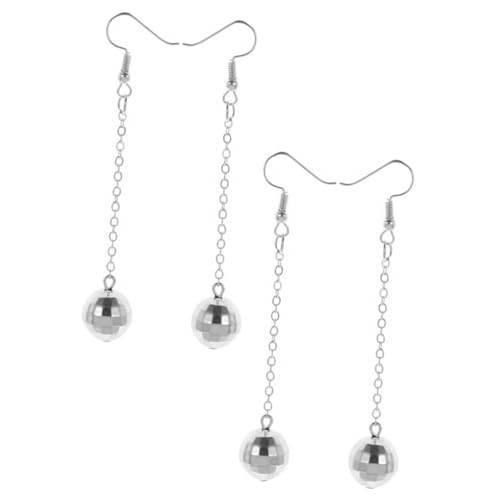 CLISPEED 2 Paare Disco Ball Ohrringe Damen Spiegelkugel Design Glänzend Jahre Tanz Schmuck Stylische Hängende Ohrhänger Für Partys Festival von CLISPEED