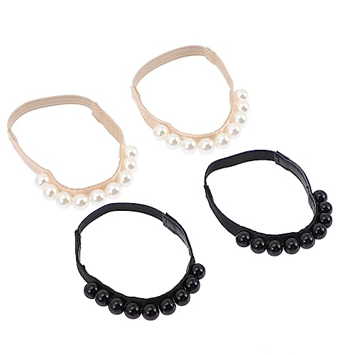 CLISPEED 2 Paare Elastische Schuhbänder für Hohe Absätze Abnehmbare Knöchelriemen mit Perlen Drop Schnürsenkel für Damen Komfortable und Lösung für Rutschende Schuhe von CLISPEED