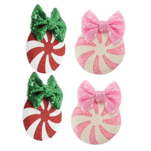 CLISPEED 2 Paare Glitzernde Weihnachts Haarspangen mit Pailletten Schleifen Festliche Haarklammern für Mädchen Sichere Befestigung für Weihnachtsfeiern Kostüme und Festliche Anlässe von CLISPEED