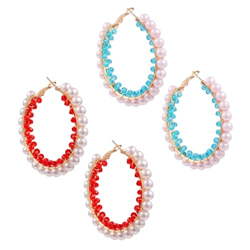 CLISPEED 2 Paare Große Runde Ohrhänger Damen Perlenohrringe Leicht Sicher Modisch Zweifarbig Rot Blau Simulation Perlen Ohrschmuck für Frauen Mädchen CLISPEED 2 Paare Große Runde Ohrhänger Damen Perlenohrringe Leicht Sicher Modisch Zweifarbig Rot Blau Simulation Perlen Ohrschmuck für Frauen Mädchen von CLISPEED