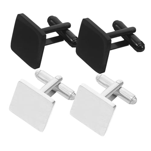 CLISPEED 2 Paare Herren Manschettenknöpfe Edelstahl Quadratisch Französisches Design Robust Kratzfest für Business Hochzeit Bräutigam Stilvolle Schmuckaccessoires von CLISPEED