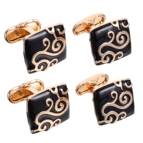 CLISPEED 2 Paare Herren Manschettenknöpfe aus Zinklegierung Schwarze Vintage Shirt Cufflinks mit Wolken Design Langlebig Rostfrei Hemdknöpfe für Business und Festliche Anlässe von CLISPEED