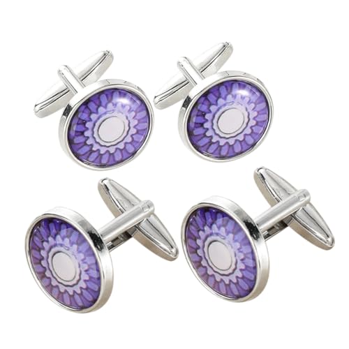CLISPEED 2 Paare Herren Manschettenknöpfe mit Blumenmuster Französische Cufflinks Langlebiger für Hochzeit Business und Alltag Komfortabler Sitz und Verarbeitung von CLISPEED