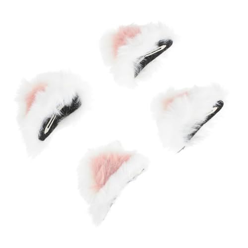 CLISPEED 2 Paare Katzenohren Haarclips für Mädchen Niedliche Partyhaarschmuck Weiß Katzenohr Design für Cosplay Fasching Halloween Hochzeit Alltag von CLISPEED
