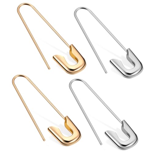 CLISPEED 2 Paare Kreative Sicherheitsnadeln Ohrringe Stylische Ohrstecker Silber und Gold Vielseitiger Modeschmuck für Langlebiges Material Einzigartiges Design von CLISPEED