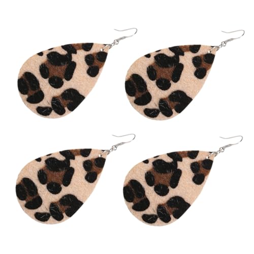 CLISPEED 2 Paare Leopard Print Wasserfall Ohrringe Damen PU Teardrop Design Bequeme und Langlebige Schmuckstücke für Alltag und Party von CLISPEED