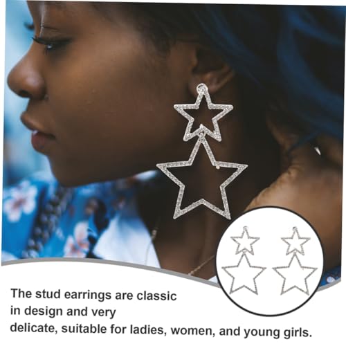 CLISPEED 2 Paare Minimalistische Ohrhänger Leichte Hohle Stern Ohrringe Vintage Schmuck für Frauen und Mädchen Dangle Ohrringe für Alltag und Besondere Anlässe von CLISPEED