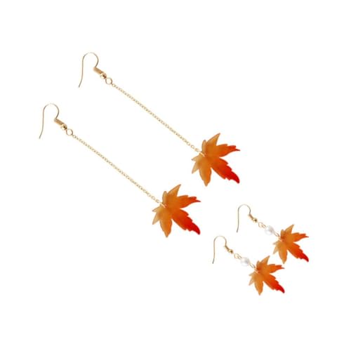 CLISPEED 2 Paare Mode Maple Ohrhänger mit Perlen Ohrringe Damen Baumelnde Ohraccessoires Maple Leaf Ohrdekorationen Leicht und Stilvoll Für Alltag und Festlichkeiten von CLISPEED