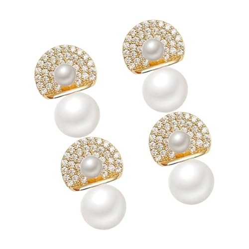 CLISPEED 2 Paare Perlenohrringe Glänzende Kunstperlen Ohrstecker Leichtes Design Klassisch Vielseitig Damen Schmuck für Alltag und Festliche Anlässe von CLISPEED
