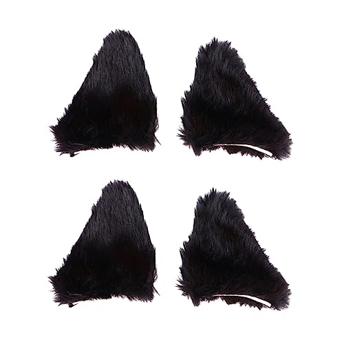 CLISPEED 2 Paare Plüsch Katzenohren Haarklammern Weiche Bequeme Halloween Haarclips für Mädchen Cosplay Party Haarschmuck Schwarzes Langlebig und von CLISPEED
