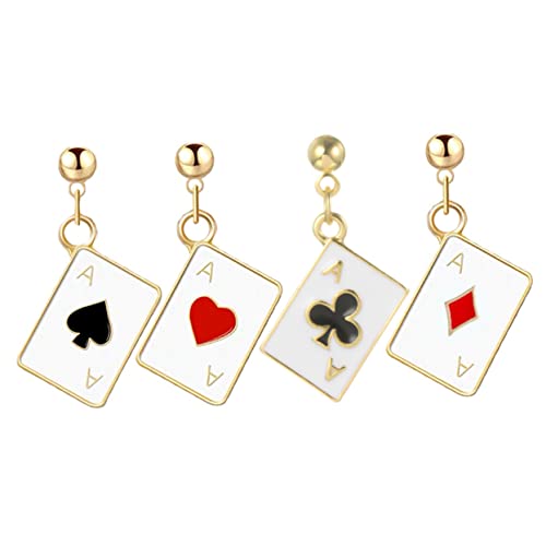 CLISPEED 2paare Poker-ohrringe Im Spielkarten-stil Für Mädchen Modischer Ohrschmuck Als Ohrstecker Kreativer Ohrschmuck Für Besondere Anlässe von CLISPEED