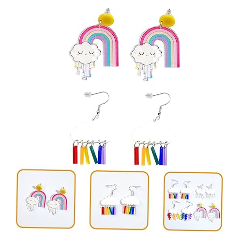 CLISPEED 2paare Regenbogen-tropfenohrringe Baumelnde Ohrhänger Für Damen Und Mädchen Ohrschmuck Mit Wolken-design Für Verschiedene Anlässe von CLISPEED
