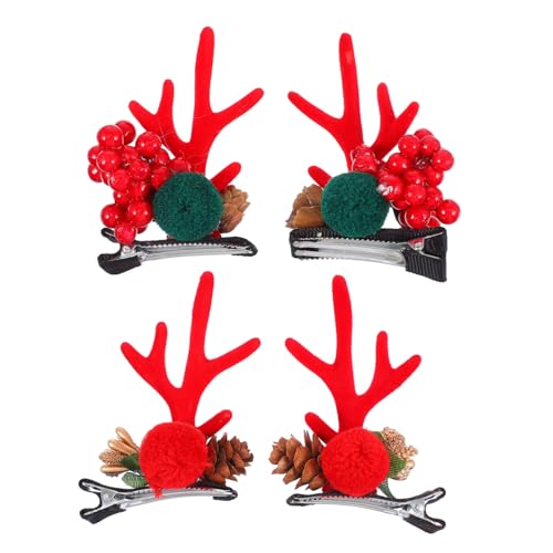 CLISPEED 2 Paare Weihnachts Haarspangen Rentier Geweih Haarnadeln Haarschmuck für Mädchen Damen Party Festival Dekoration von CLISPEED