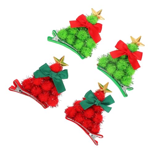 CLISPEED 2 Paare Weihnachtsbaum Haarklammern Niedliche Xmas Baum Haarspangen in Rot und Grün Kreative Haarklammern für Mädchen Festlicher Haarschmuck für Weihnachten und Schulfeiern von CLISPEED
