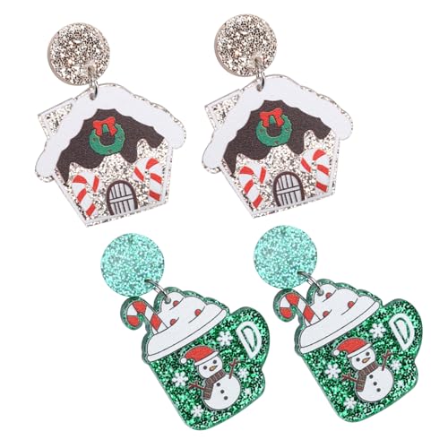 CLISPEED 2 Paare Weihnachtsohrringe Damen Dangle Ohrringe mit Tassen und Haus Anhänger Festlicher Schmuck für Weihnachtsfeier Geschenkidee für Frauen Auffällige Weihnachtsdeko Accessoires CLISPEED 2 Paare Weihnachtsohrringe Damen Dangle Ohrringe mit Tassen und Haus Anhänger Festlicher Schmuck für Weihnachtsfeier Geschenkidee für Frauen Auffällige Weihnachtsdeko Accessoires von CLISPEED
