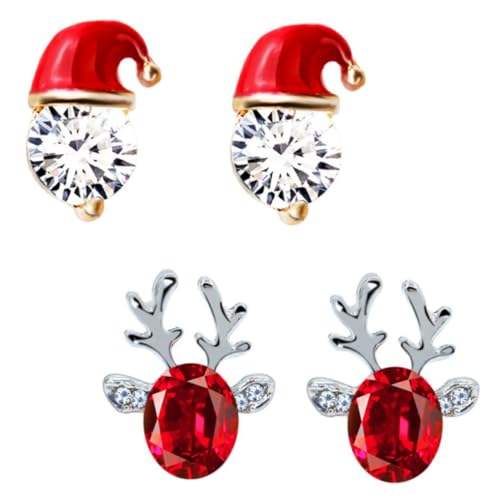 CLISPEED 2 Paare Weihnachtsohrringe Weihnachtsmütze und Geweih Ohrstecker Damen Festlich Schmuck für Weihnachtsfeier Mädchen und Frauen Festliche Ohrringe CLISPEED 2 Paare Weihnachtsohrringe Weihnachtsmütze und Geweih Ohrstecker Damen Festlich Schmuck für Weihnachtsfeier Mädchen und Frauen Festliche Ohrringe von CLISPEED