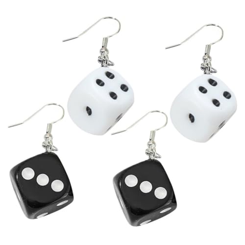 CLISPEED 2 Paare Würfel Ohrringe Damen Punk Drop Earrings Leichte Handgefertigte Dice Charm Ohrhänger in Weiß und Schwarz Modische Geometrische Ohrschmuck für Alltag und Geschenk von CLISPEED