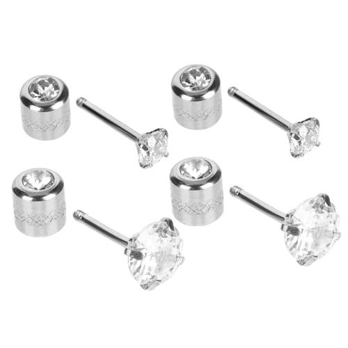 CLISPEED 2 Paare Zirkonia Ohrstecker Damen Tiny Ear Studs Modisch Edelstahl Ohrschmuck Vielseitig für Alltag Festival Hochzeit Party von CLISPEED