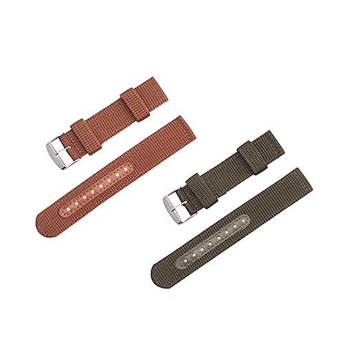 CLISPEED 2 STÜCK Atmungsaktives Nylon Uhrenarmband Verstellbares Sport Ersatzarmband Kompatibel mit Smartwatch Leichtes Langlebiges und Stylisches Armband Grün und Braun von CLISPEED